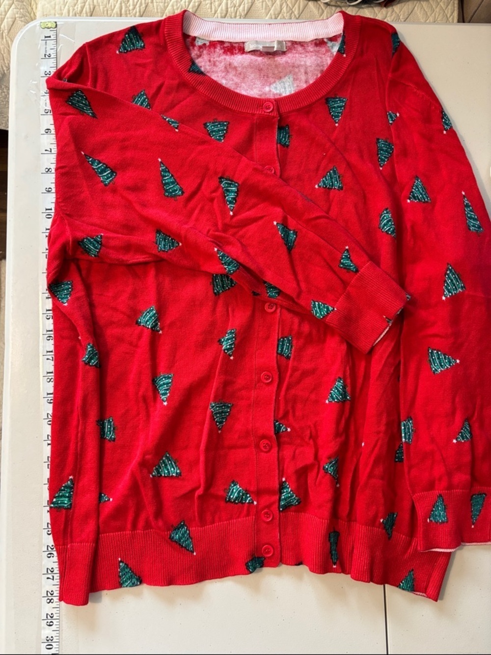 Christmas Tree Cardigan Plus Size XXL Artsy Teacher Grannycore Knit Lightweight - Picture 11 of 13